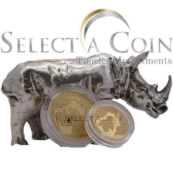 2009 White Rhino Special Edition in Cage (Sealed) - 1/4oz + 1/10thoz Gold: Mintage: 300