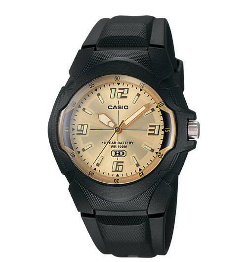**Men's Casio -10-Year Battery- Analog Resin Watch Gold Face .....BRAND NEW!!**