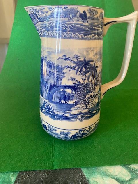 PITCHER WITH INDIAN DELFT PICTURE AND RAMPANT LIONS MARKING