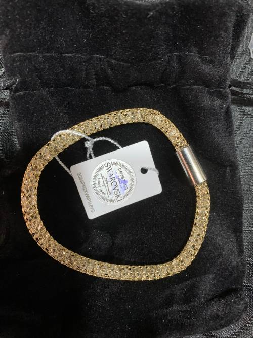 Destiny Yellow Gold Mesh Bracelet With Swarovski Crystals