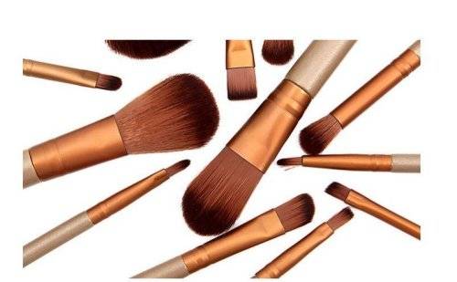 12 Piece Metallic Cosmetic Brush Set