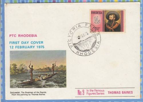 Rhodesia  1975  FDC Thomas Baines Famous Rhodesians