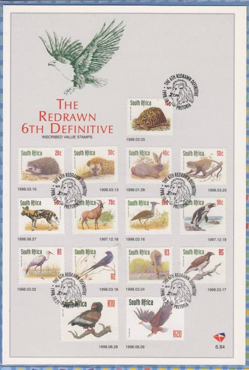 South Africa RSA - 1998 - 6th Sixth Definitive Redrawn Fauna Sheet 6.84