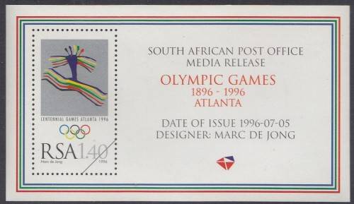 South Africa RSA - 1998 - MEDIA RELEASE - Summer Olympic Games, Atlanta