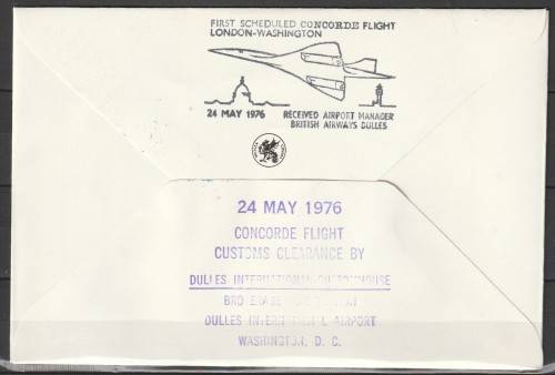 Concorde 3 - 1976 - Inaugural Flight Cover - British Airways - London Washington Dullas Airport