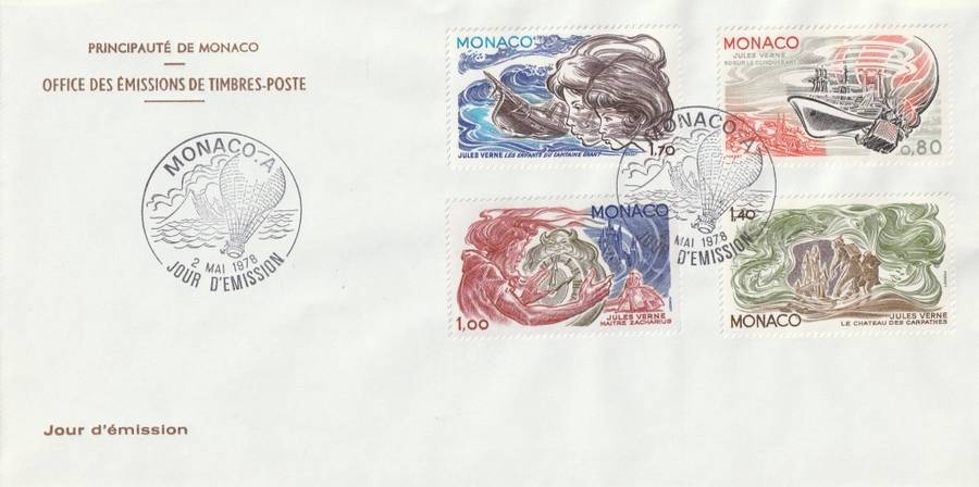 Monaco - 1978 - Jules Verne science fiction writer (2 covers)