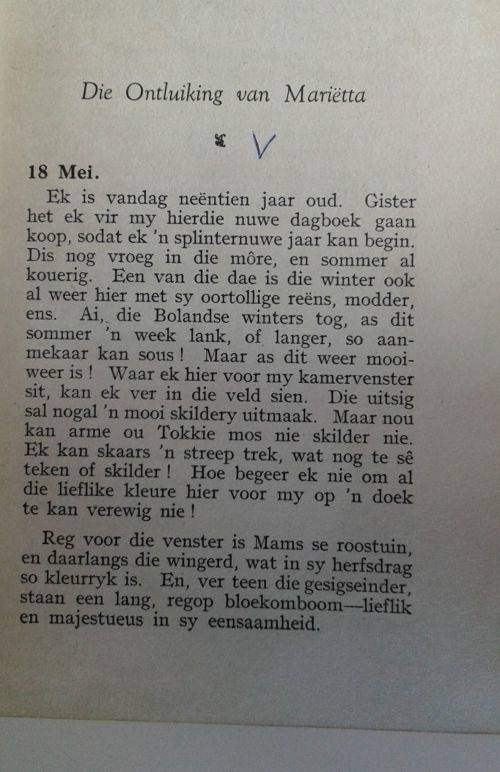 Die ontluiking van Marietta deur Marguerite Krige-Esterhuysen