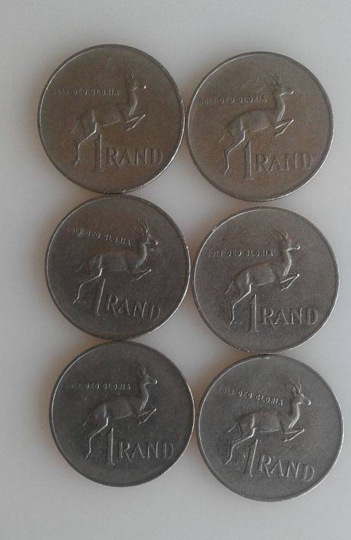 6 x Old SA R1 coins (1979)