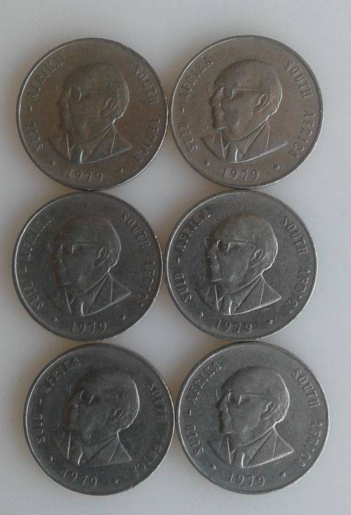 6 x Old SA R1 coins (1979)