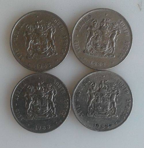 4 x Old SA R1 coins (1983)