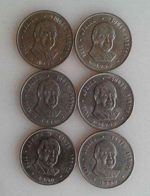 6 x Old R1 coins 1990