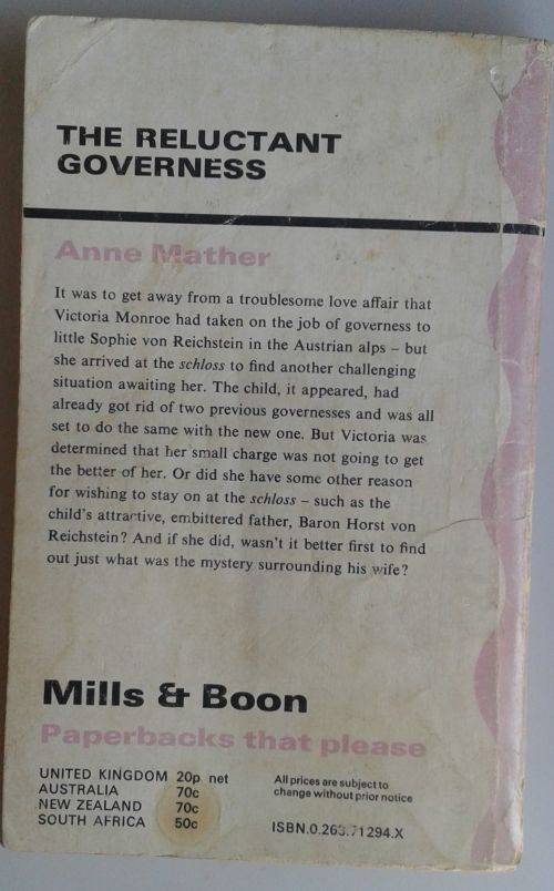 The reluctant governes by Anne Mather (Mills & Boon)