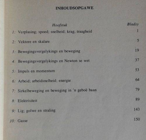 Fisika opsommings, vrae, antwoorde