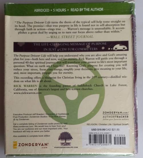 Rick Warren - The purpose driven life audio cd *sealed*