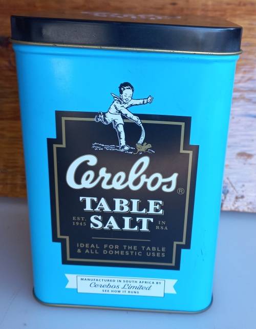 Cerebos table salt tin