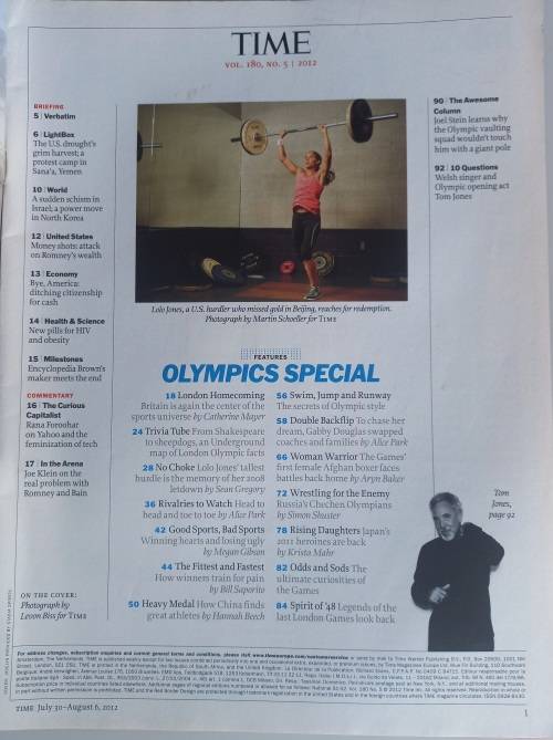 Time magazine July 30-August 6, 2012
