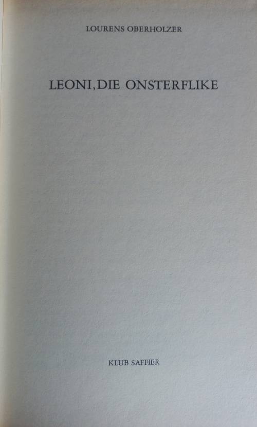 Leoni, die onsterflike deur Lourens Oberholzer