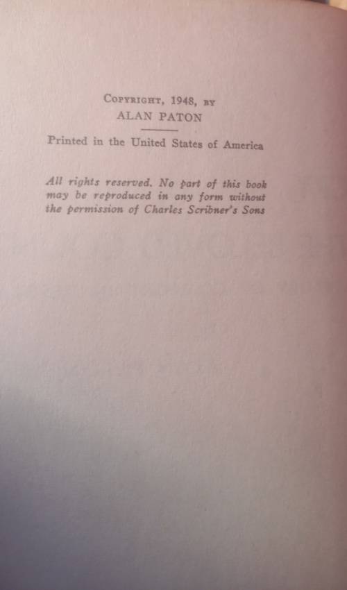 Cry, the beloved country by Alan Paton *first edition*