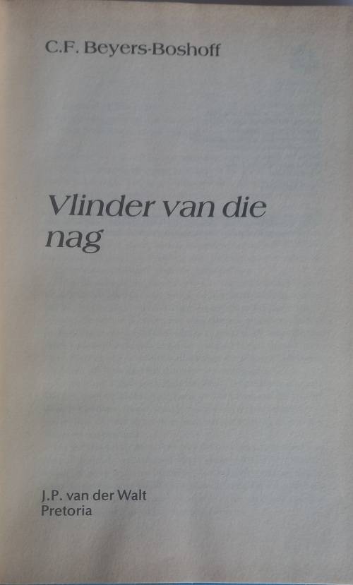 Vlinder van die nag deur CF Beyers-Boshoff