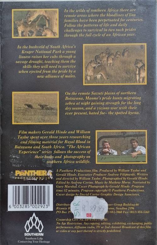 Royal blood Life and death in an African Lion pride VHS