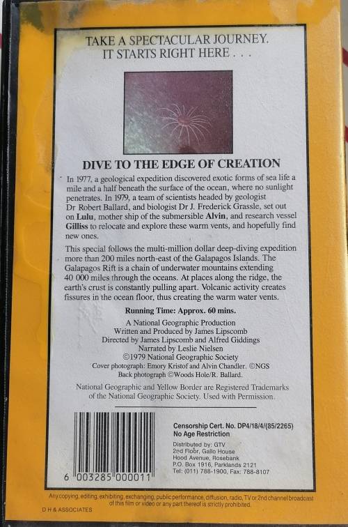 National geographic Dive to the edge of creation VHS
