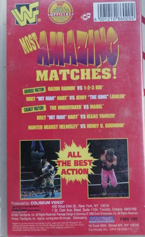 WWF most amazing matches VHS