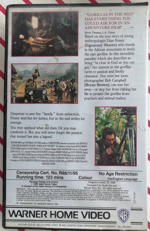 Gorillas in the mist VHS