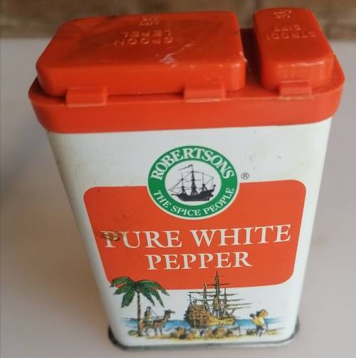 Robertsons pure white pepper tin