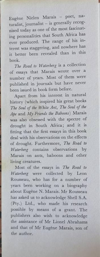 The road to Waterberg and other essays by Eugene Marais