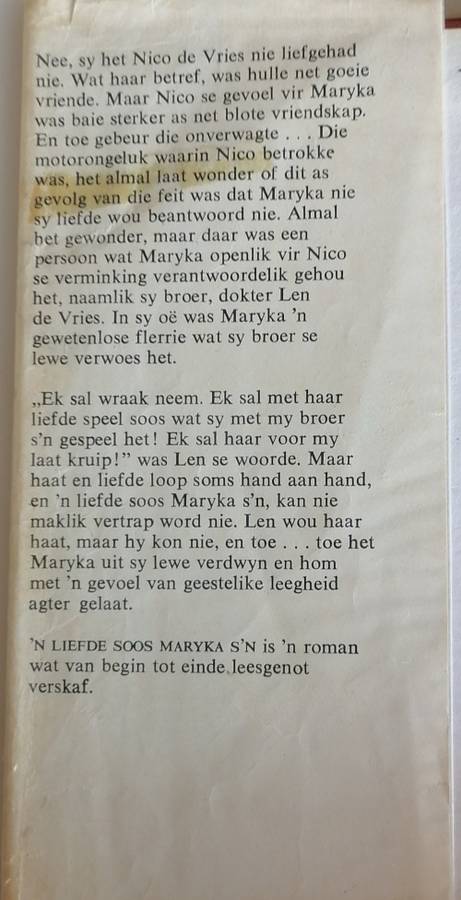 `n Liefde soos Maryka s`n deur Susanna M Lingua