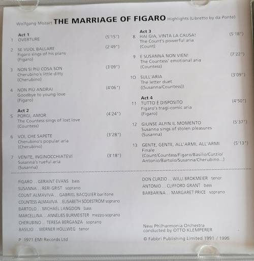 Discovering opera - The marriage of Figaro cd