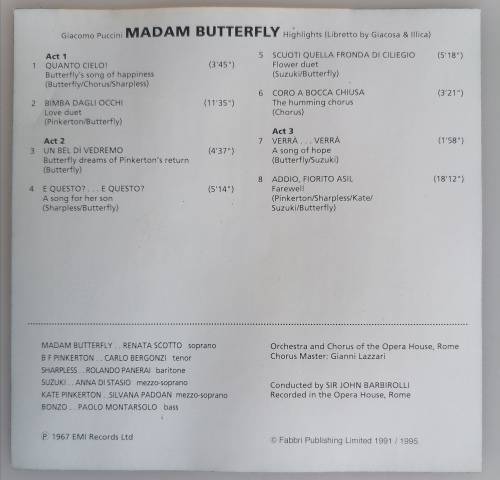 Discovering opera: Madame Butterfly cd