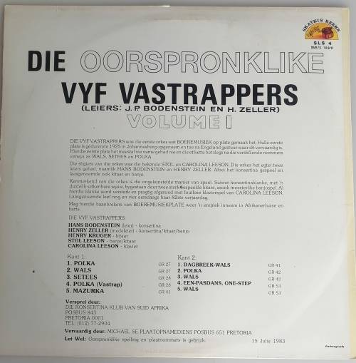 Die oorspronklike vyf vastrappers volume 1 lp