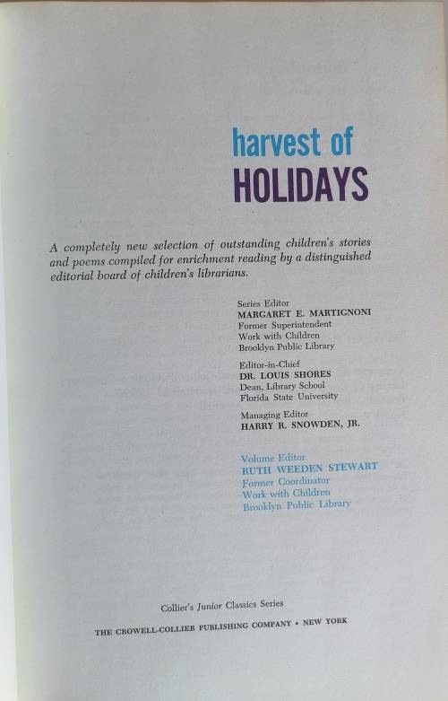The young folks shelf of books: Harvest of holidays