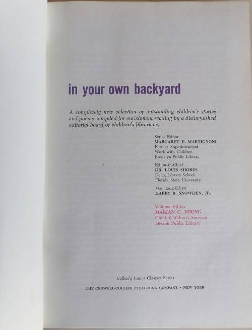 The young folks shelf of books: In your own backyard