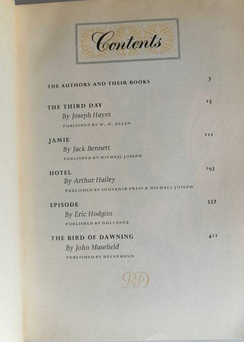 Reader`s digest condensed book: The third day, Jamie, Hotel, Episode, The bird of dawning