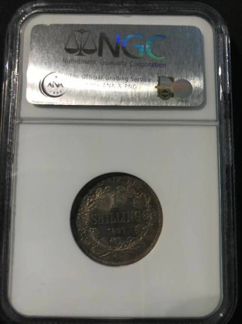 1897 | 1 SHILLING | NGC MS 62