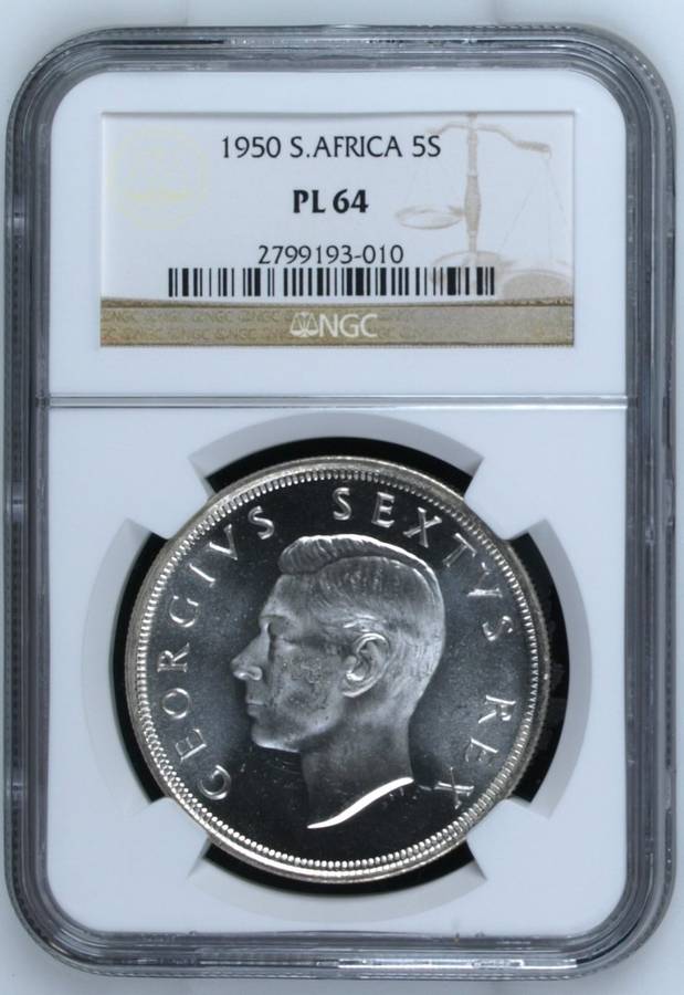 1950 | Crown | 5 Shillings | NGC PL 64