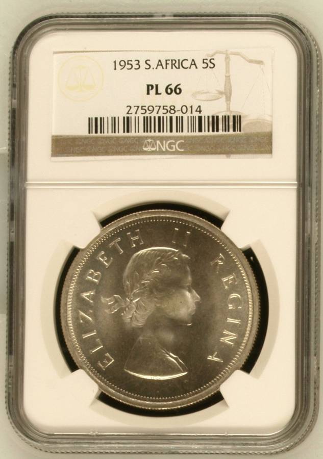 1953 | Crown | 5 Shillings | NGC PL 66