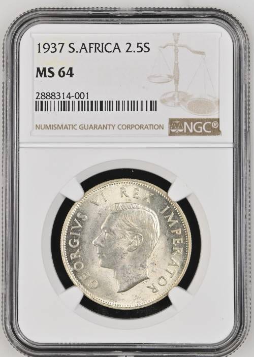 1937 | Half Crown | 2.5 Shillings | NGC MS 64