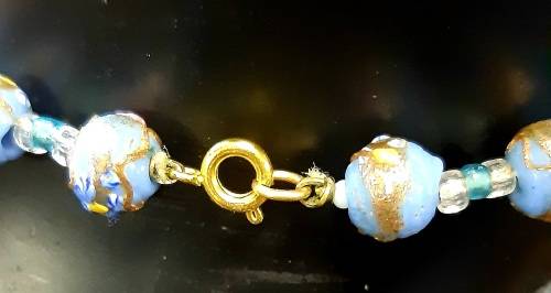 Vintage Murano/Venetian Wedding Cake Glass Bead Necklace 41cm long