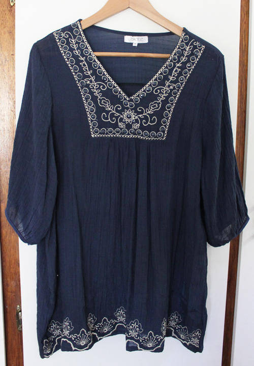 Blue Top with beads Size 14/16