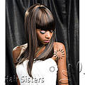 40 centimeters Full head straight yaki hair extensions in black/gold highlights