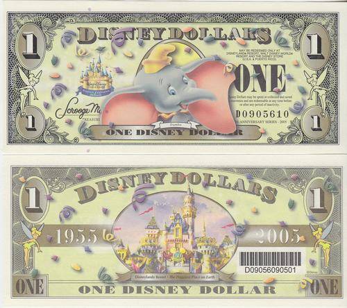 Disney, $1, 2005, D-prefix, UNC 50 Anniversary of Disney, DUMBO - Real money, NOT a novelty note!
