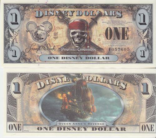 Disney, $1, 2011, F-prefix, UNC - Pirates of the Caribbean - Real money, NOT a novelty note!