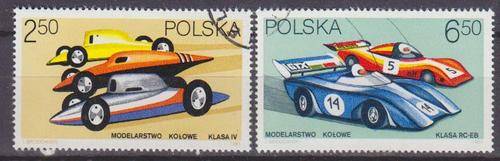 2 BEAUTIFUL THEMATIC STAMPS - RACING CARS - POLAND