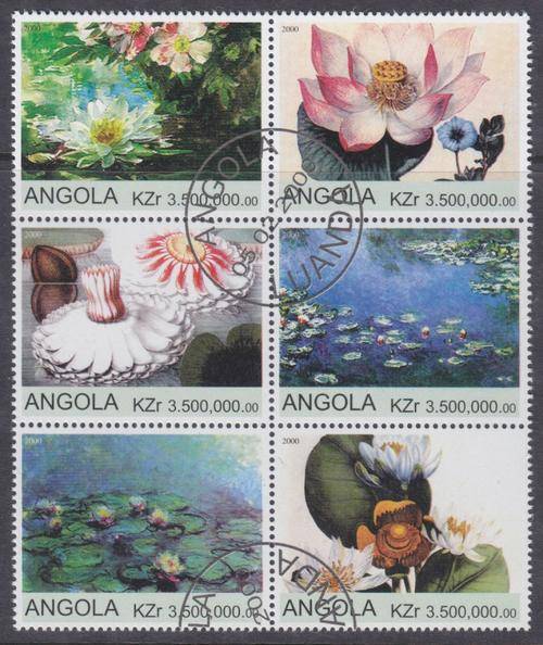 BLOCK OF 6 BEAUTIFUL THEMATIC STAMPS - FLOWERS - ANGOLA