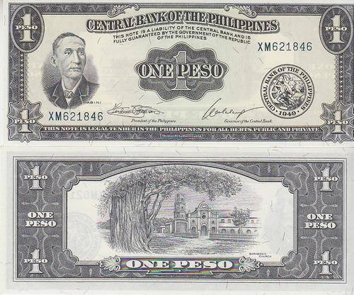 PHILIPPINES 1 PESO 1949 P 133 SIGN 7 UNC