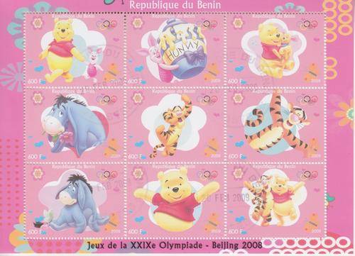 DISNEY MINIATURE SHEET OF 9 STAMPS - WINNIE THE POOH - BENIN