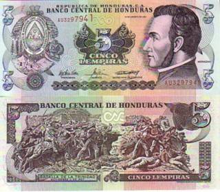 HONDURAS 5 LEMPIRAS 2004 P 85 UNC